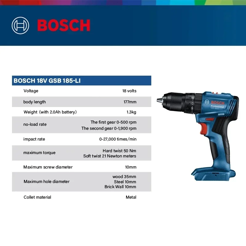 Bosch GSB 185-LI 18V Bor Impak - Bosch Drill Gsb 18V ulasan dan harga